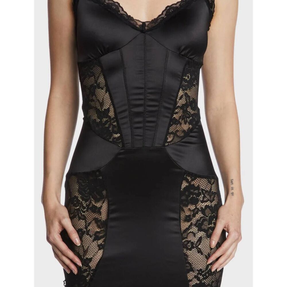 NWT~DOLLS KILL WIDOW Called to Invite You Black Satin Mini Dress Sz XL - Picture 5 of 7
